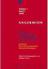 Angermion-yearbook For Anglo-german Literary Criticism Intellectual History And