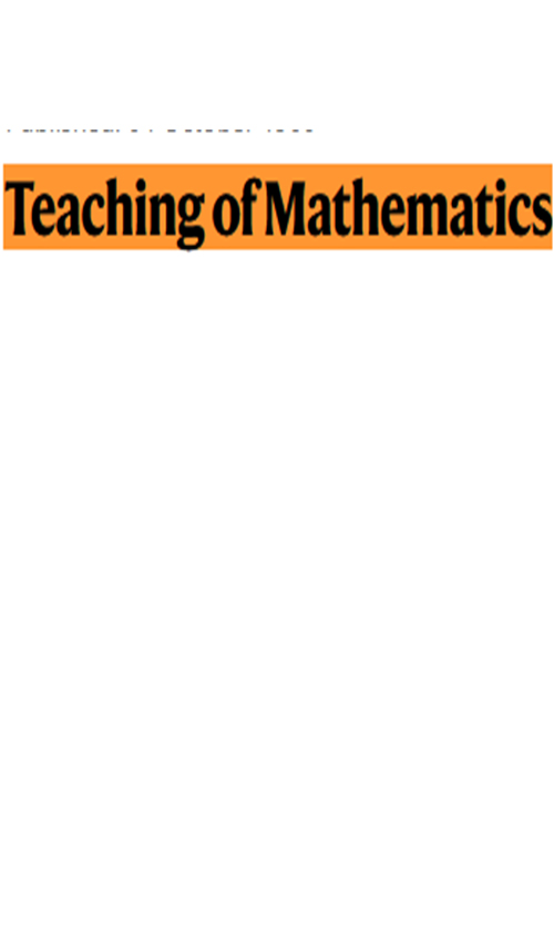 Teaching Of Mathematics